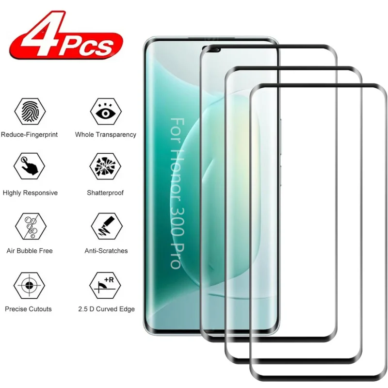 

(4 Pack) Compatible for Honor 300 Pro Screen Protector Tempered Glass,Case Friendly 9H Hardness High definition Anti Scratch