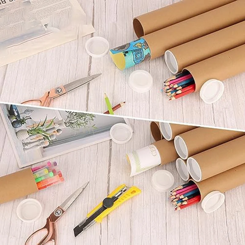 12PCS Mailing Tubes 2X12 Inch Cardboard Mailers Tube Poster Tube With Caps For Packaging Posters For Mailing