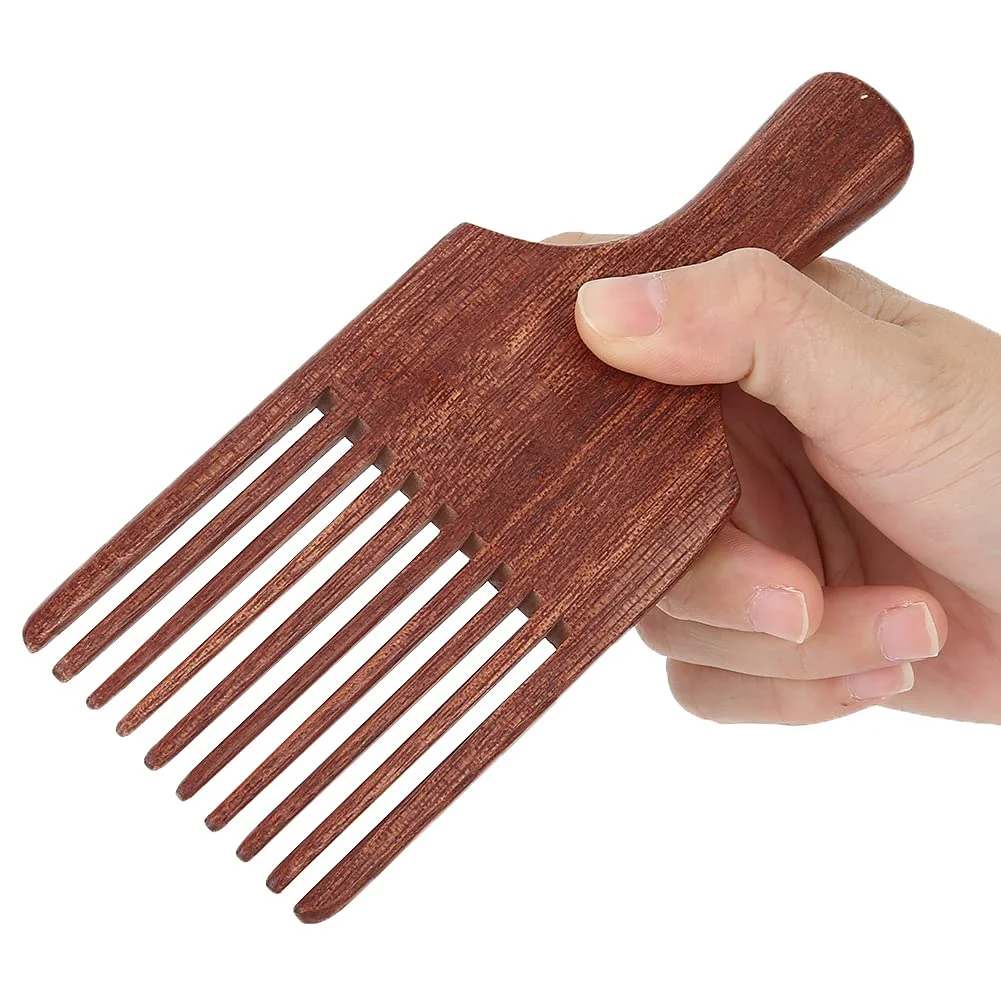 

Men's Vintage Wide Teeth Oil Head Comb – Wooden Hair Pick, Anti-Static Beard & Hair Styling Comb for Grooming & Care