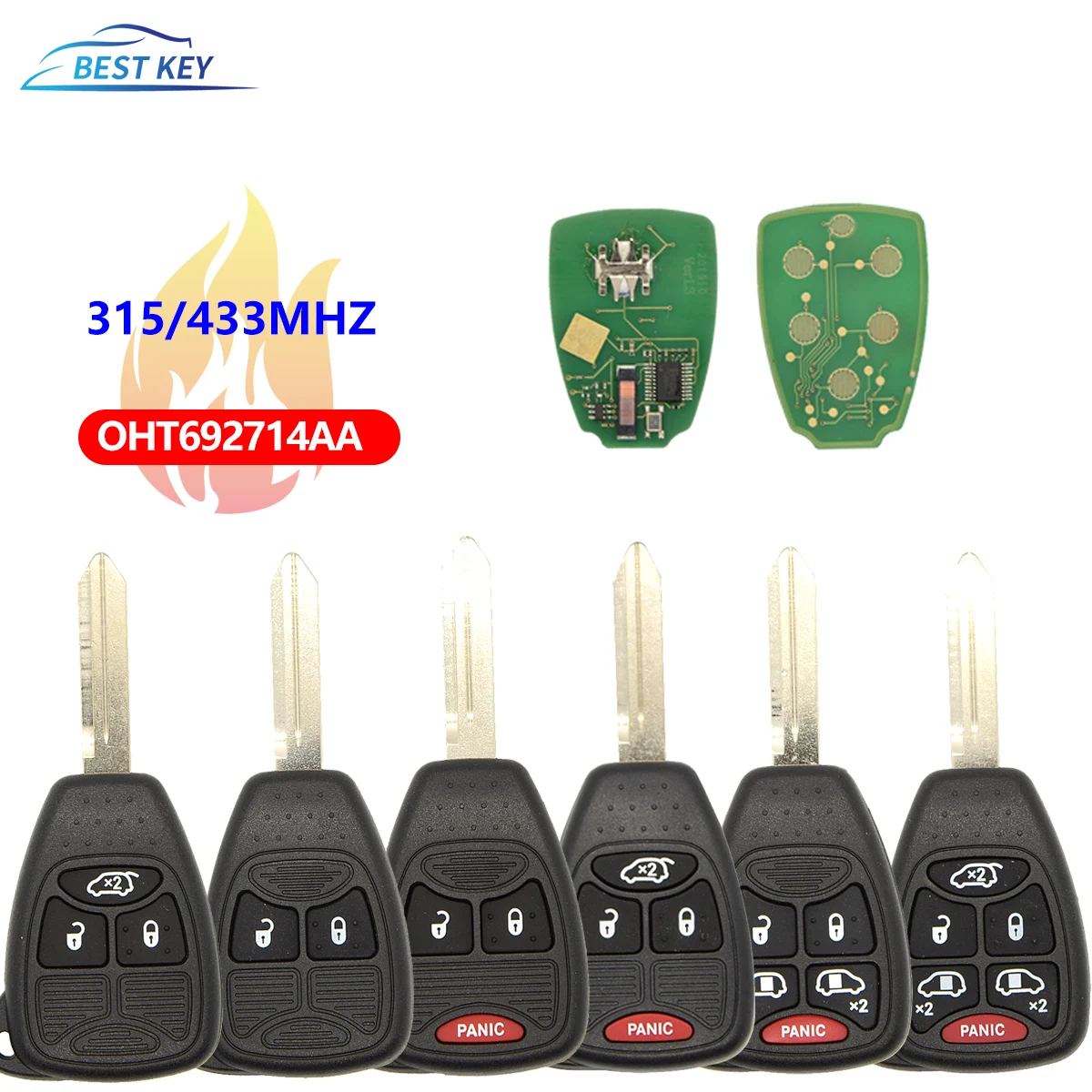 

BEST KEY OHT692714AA Smart Remote Car Key315Mhz/433Mhz For Dodge RAM Chrysler Commander Compass Grand Cherokee Liberty Wrangler