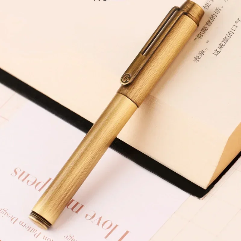 Jingwei Major Delik Retro Brushed Bronze Extra Fine Sharp Student Adult Writing Practice Pen Travel Pocket Pen Ink Pen Gift Box