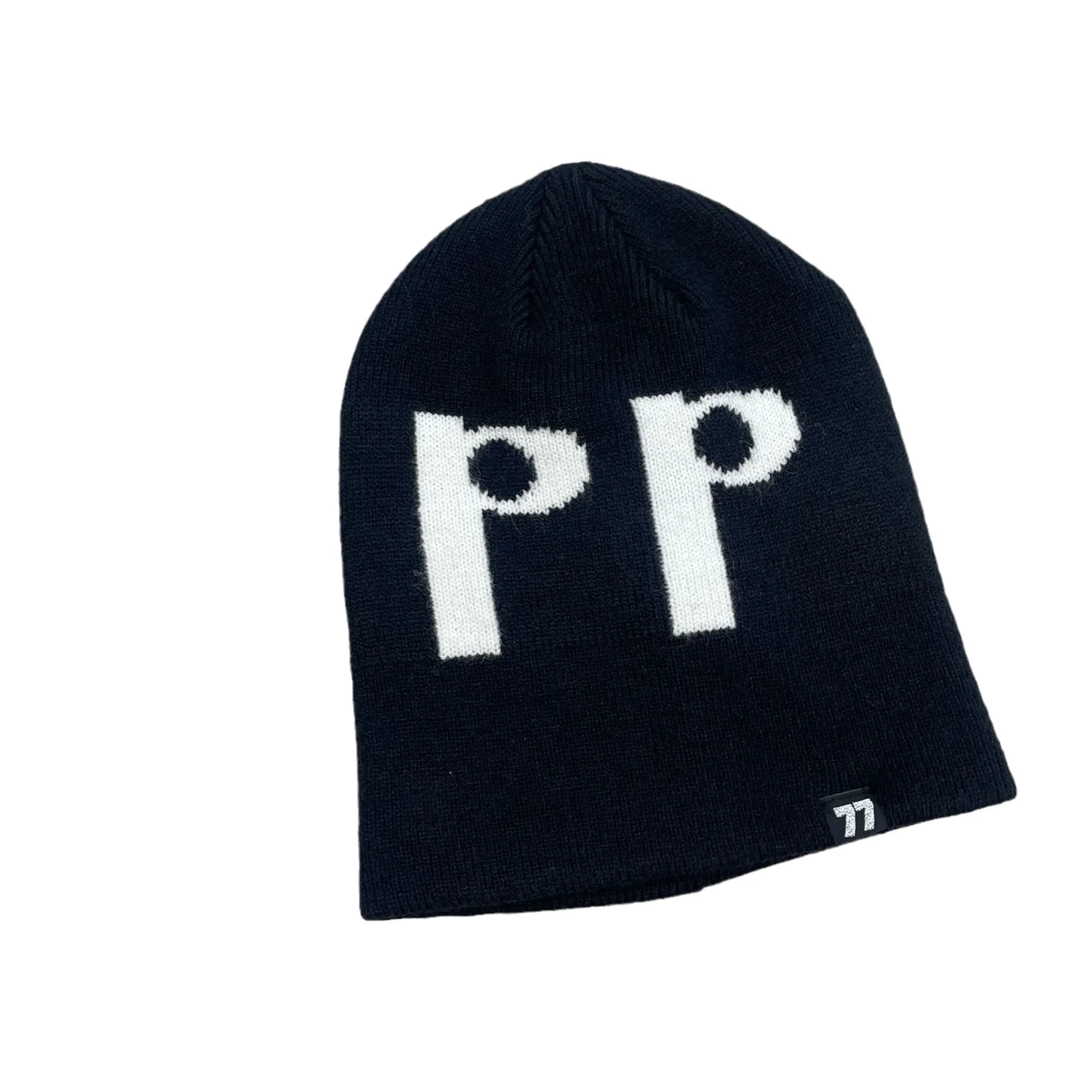 

Two-wear hat Korean version autumn and winter warm pp letter wool hat trendy fashion student sweet cool knit hat cold hat ins wo