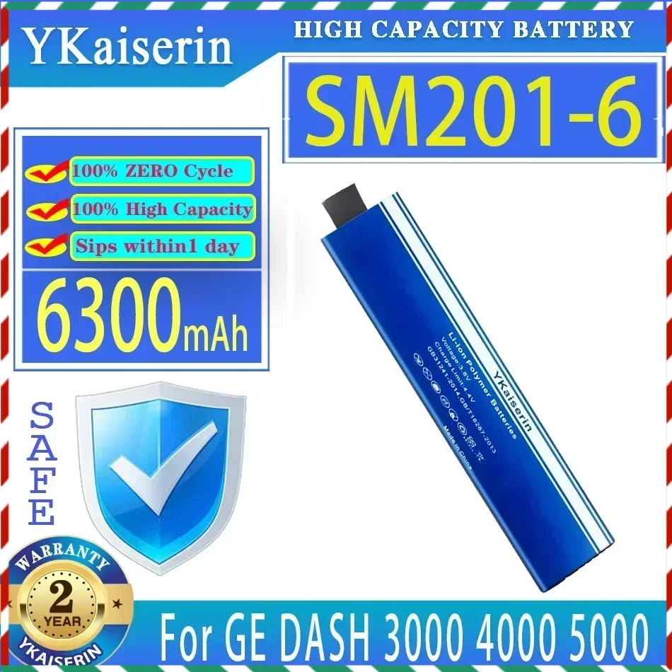 

YKaiserin 6300mAh Replacement Battery SM201-6 SM2016 For GE DASH 3000 4000 5000 B20 B30 B40 B20I B30I B40I SM 201-6