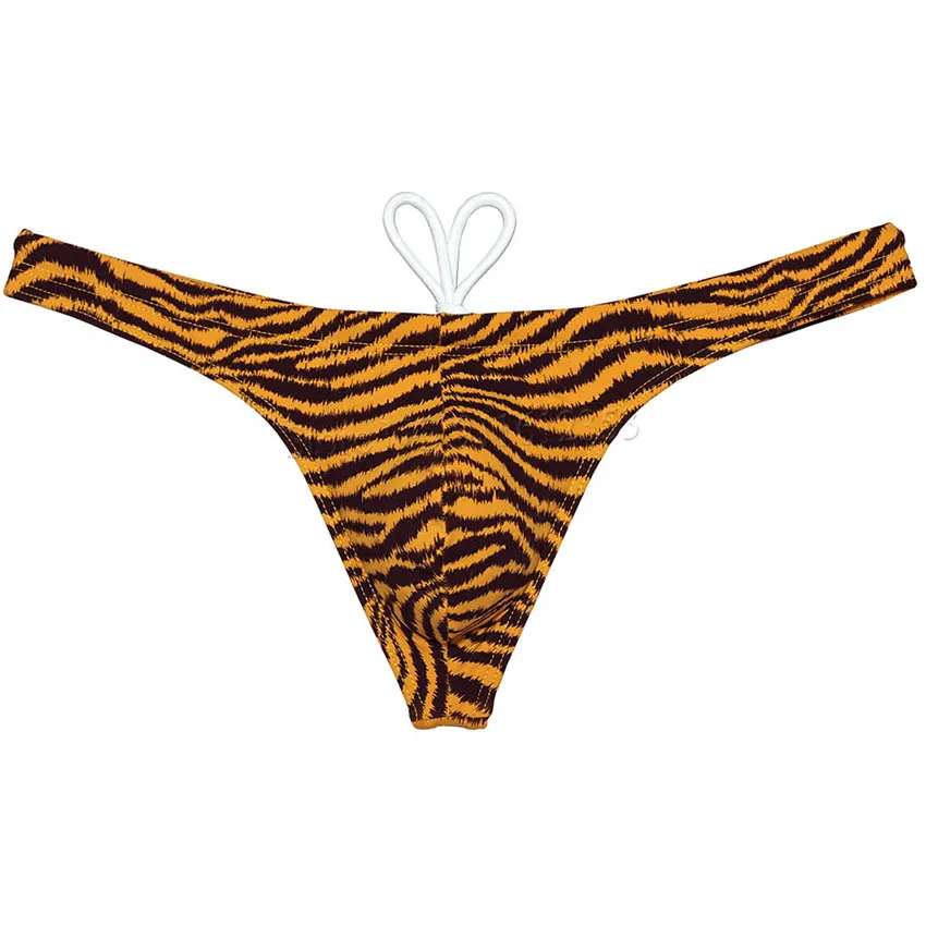 Bikini da uomo Sexy costume da bagno stampato perizoma costume da bagno liscio T-back Mini Beachwear surf perizoma