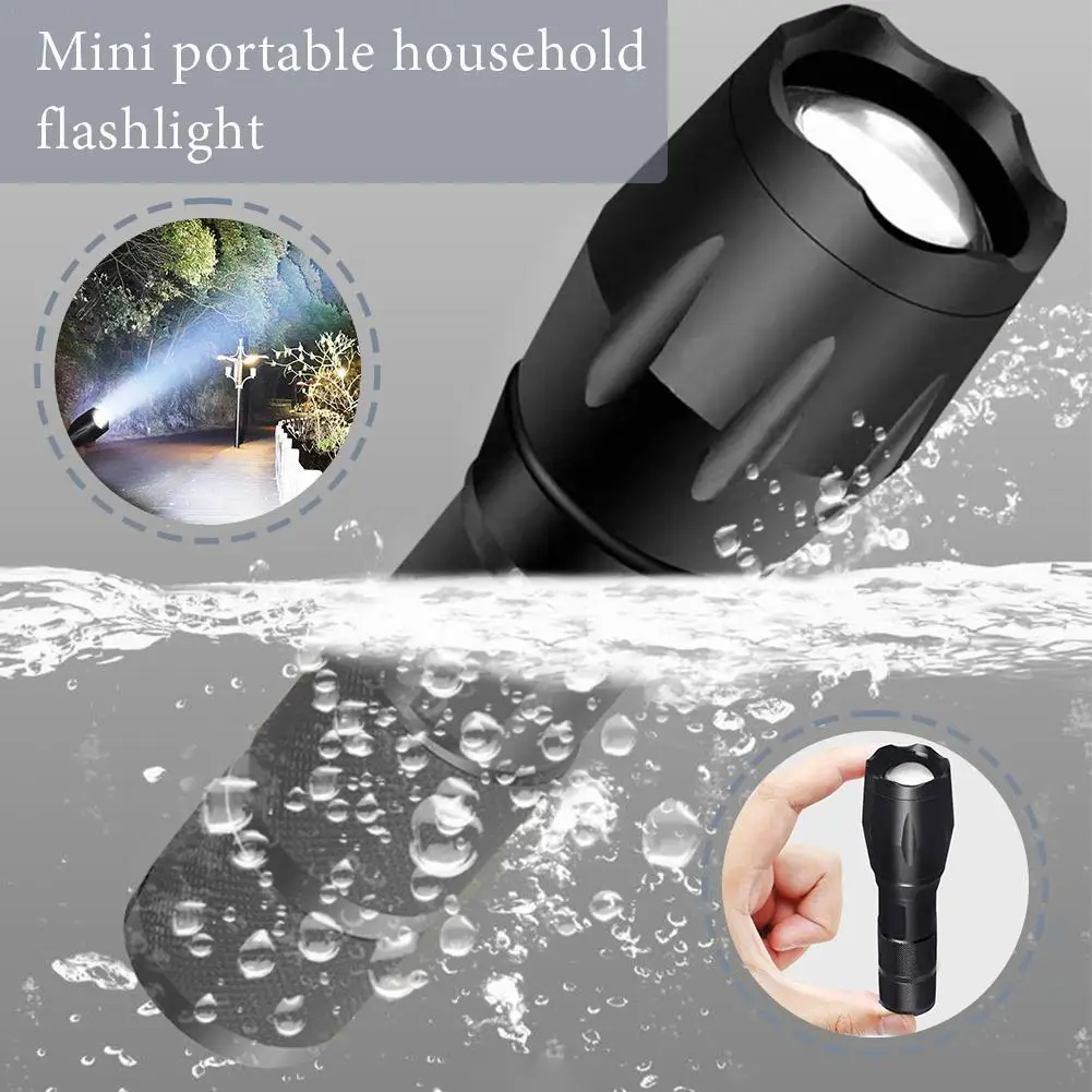 New Strong Light Flashlight 800mAh Fixed Focus USB Charging Outdoor Camping Waterproof Portable Mini Flashlight With Storage Box