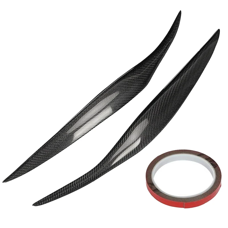 Car Carbon Fiber Headlight Eyebrow Cover Trim Headlamp Eyelids Styling For Ford Fiesta Facelift MK7.5 MK8 2012 - 2017