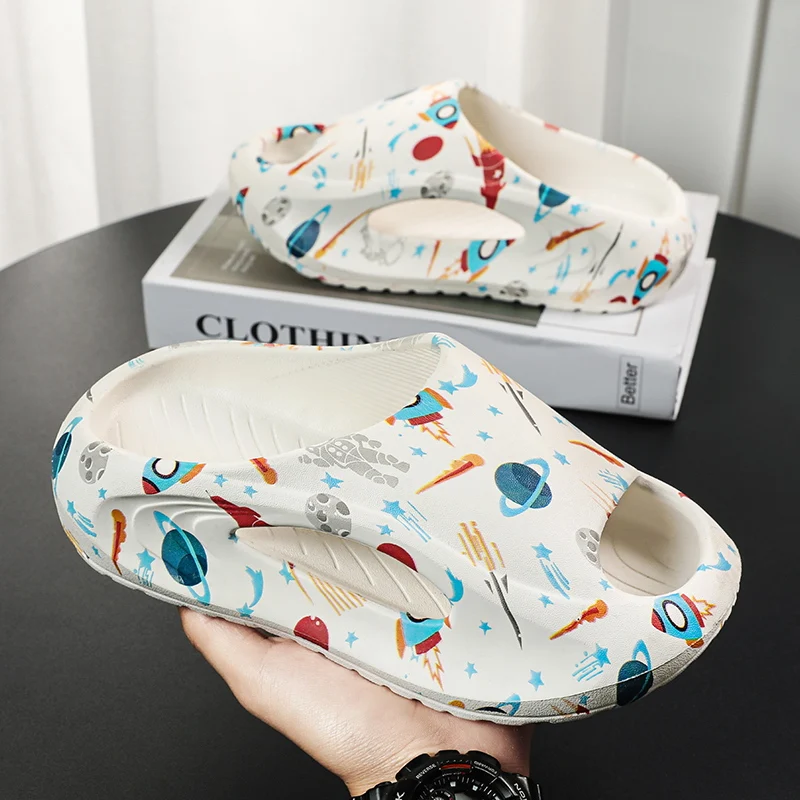 Kids Boys Girls Cute Cartoon Water Sandals Slip on Shoes Slipper Outdoor Summer Infant Children Beach Shoes Summer EVA Slippers