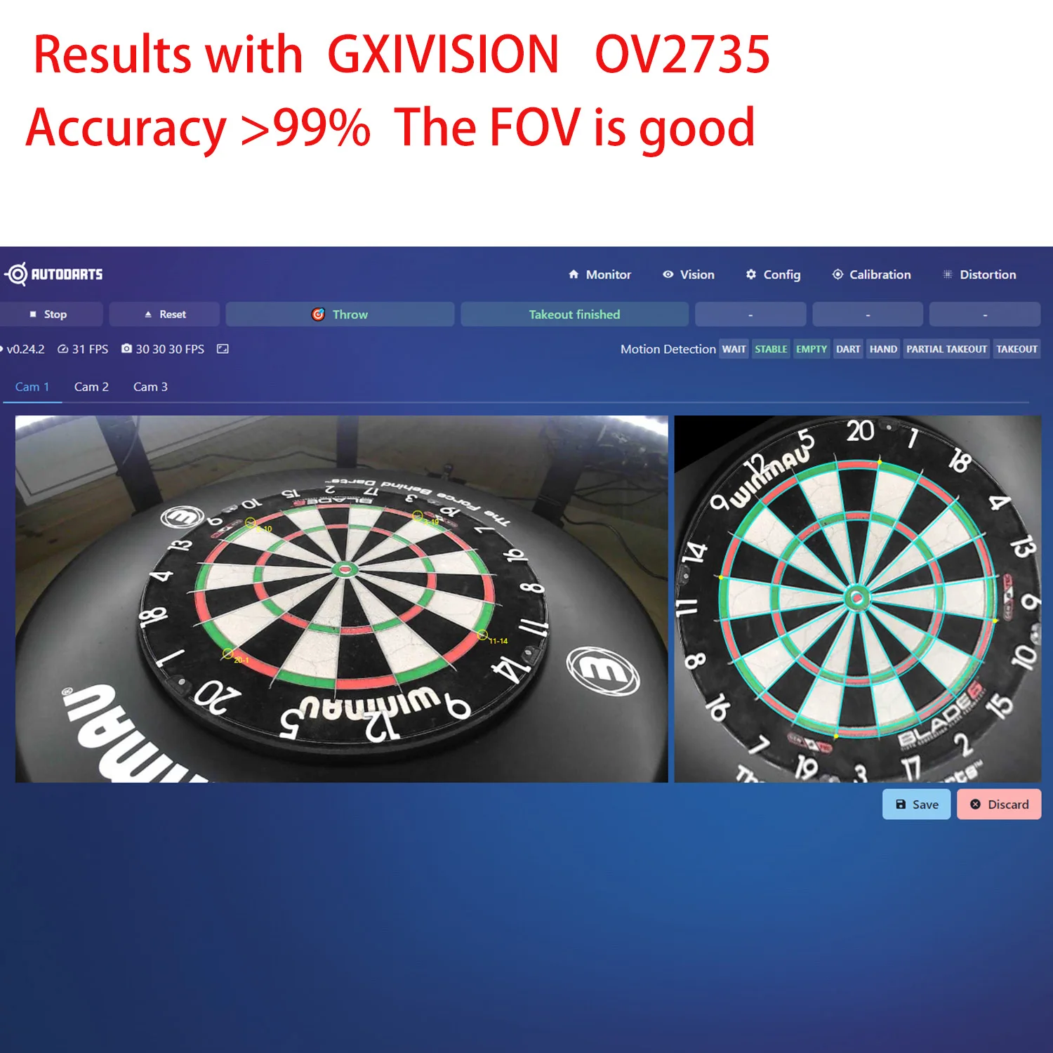 GXIVISION USB kamera modul IMX179 /OV2735/ OV9732 100 stupňů 30fps 2M cbale ne narušení, kompatibilní pro autodarts.io scoring