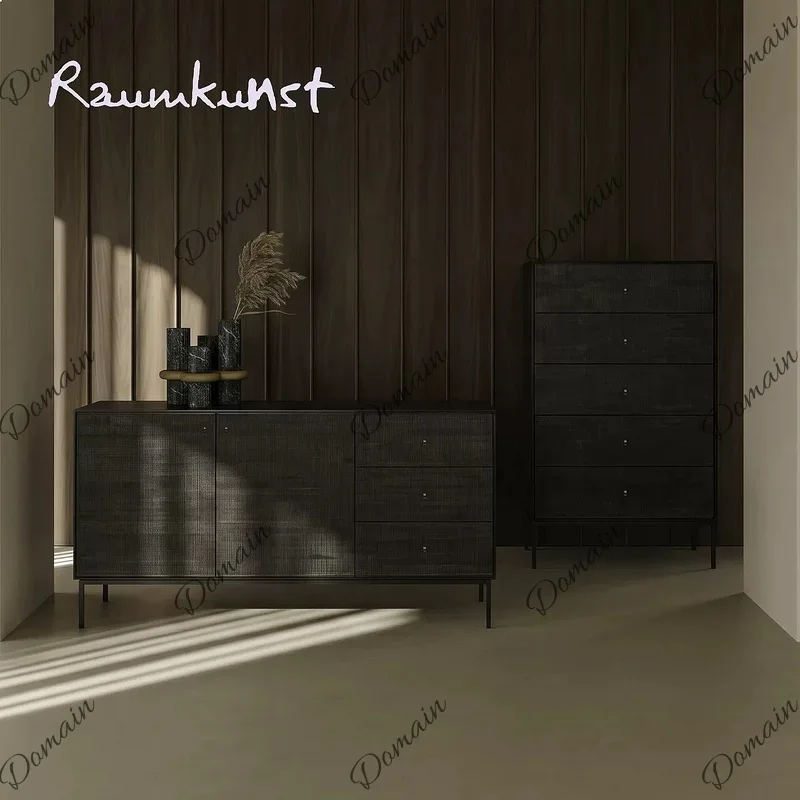 N80 Nordic Style Solid Wood Teak 5 6 9 Drawer Dresser Chest, Italian Design Entryway Storage Cabinet for Living Room