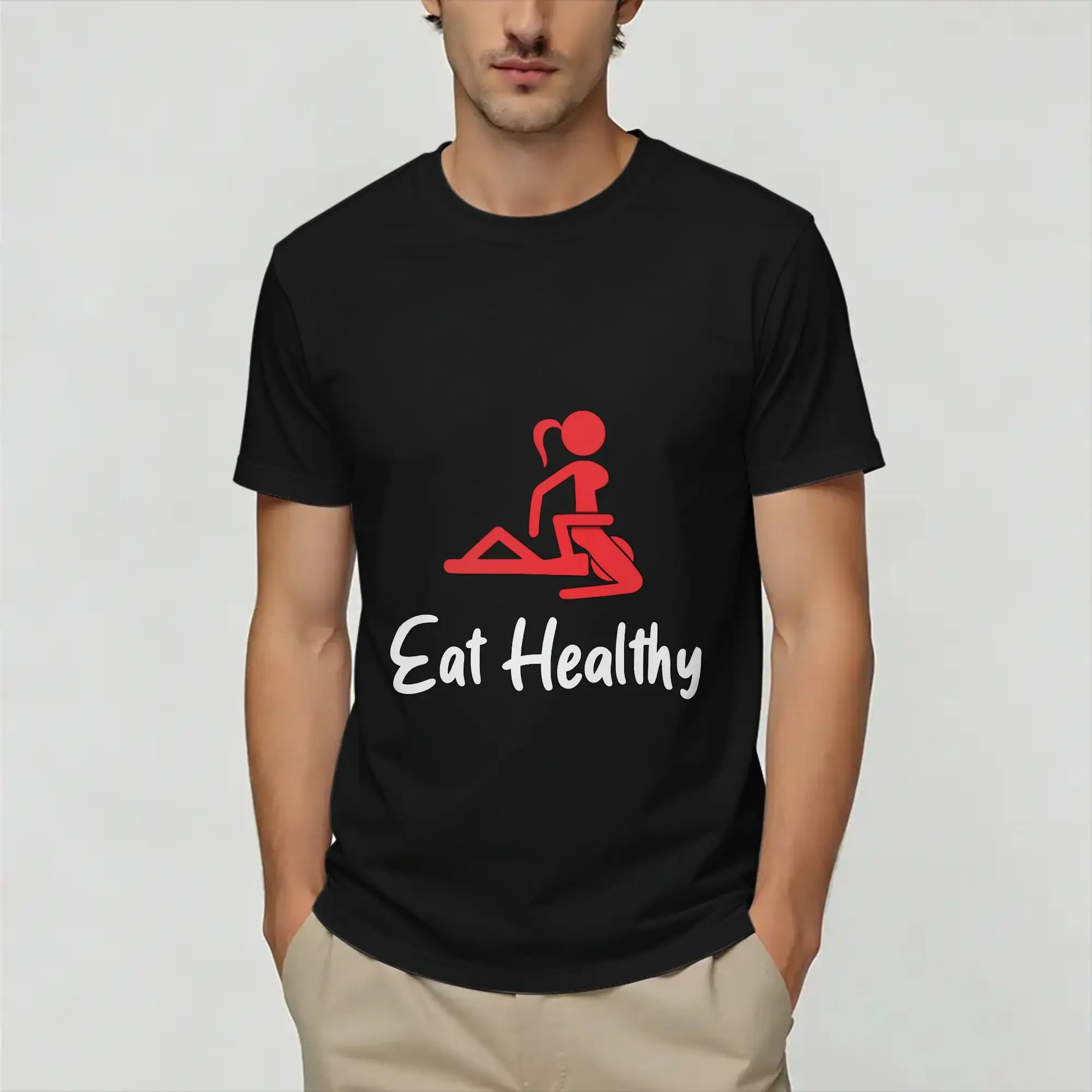 Eat Healthy Is My Valentine  100 Cotton T-Shirt For Men Summer  Streetwear T Shirts Crewneck Harajuku Tees Plus Size