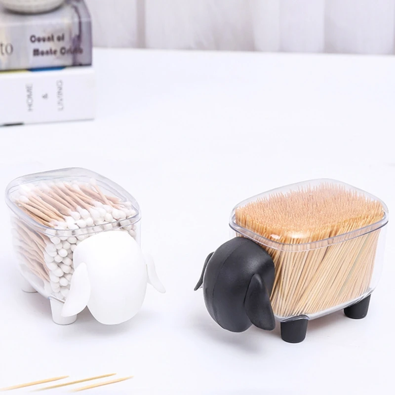 Cartoon Cosmetic Pads Holder Dispener with Removable Lid for Dental Flossers Makeup Paper Clamp Cotton Swabs Binder Ring