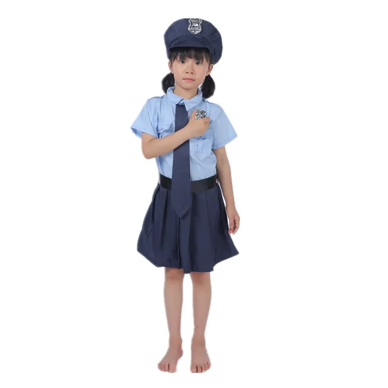 3-14y Meisjes Halloween Cospaly Politieagent Kostuum Kinderen Kind Cosplay Politieagent Uniform Feest Verkleedkleding Verjaardag