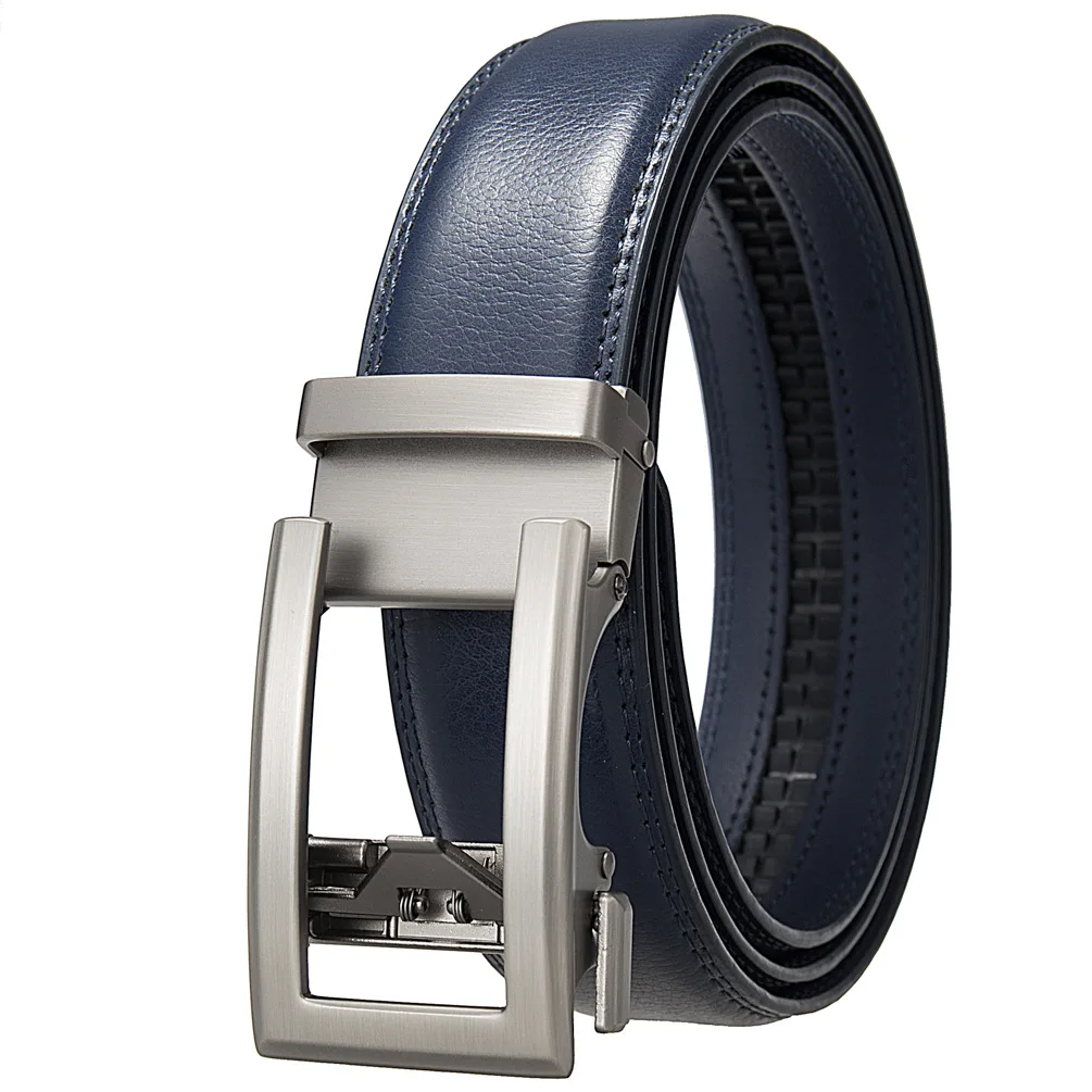 3,5 cm breiter Luxus-Designer-Ledergürtel für Herren mit automatischer Ratschenschnalle, Übergröße, blau, schwarz, braun, formelles Accessoire – Detail 11