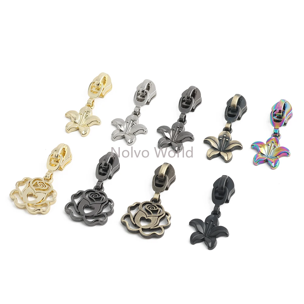 10/30/100PCS Lily,Key,Coral Shape 5# Thickened Zipper Slider For Nylon Zips Bags Purse Down Jackets & Coats Clothing Accessories