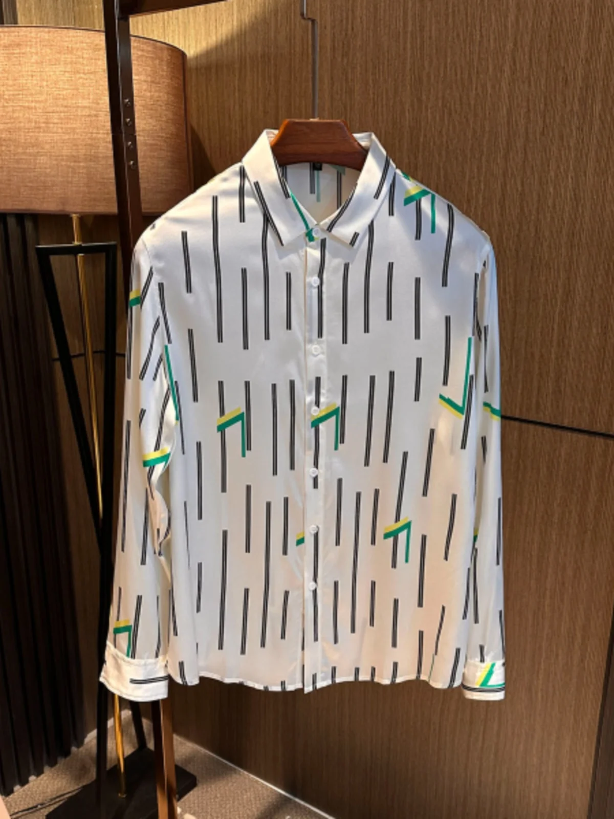 

Мужская шелковая рубашка Ele с длинным рукавом, цветочным узором, высококачественная, модная, городская, дышащая, из тонкого материала