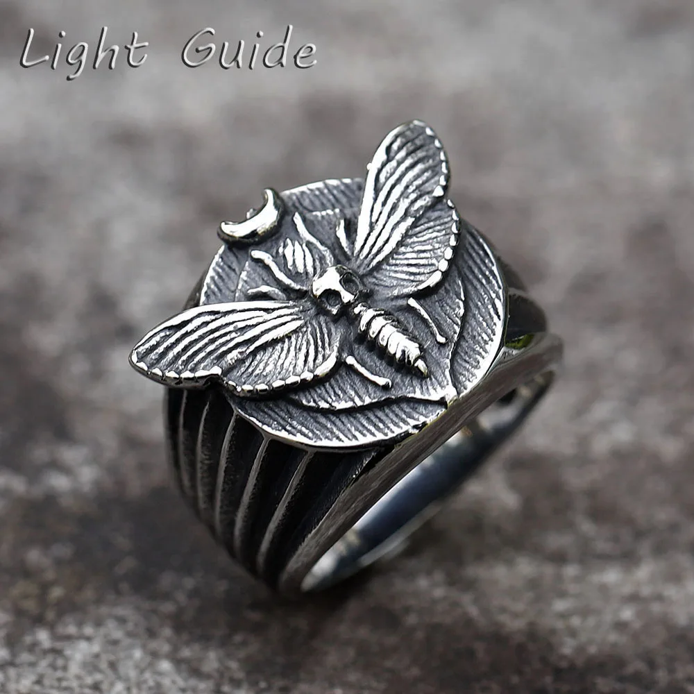 2022 NEW Men's 316L stainless-steel ringsDeath's Head Skull Moth Luxury Butterfly Rings punk Jewelry Gifts free shipping