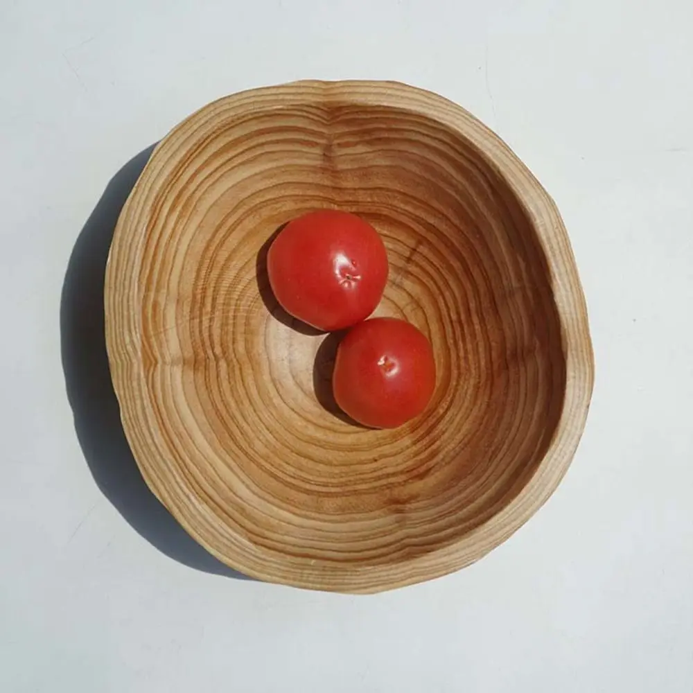 Irregular Shape Wooden Fruit Bowl Hand Carved Restaurant Tray Wood Bowl Natural Chinese Fir Salad Bowls for Food Salad Bread