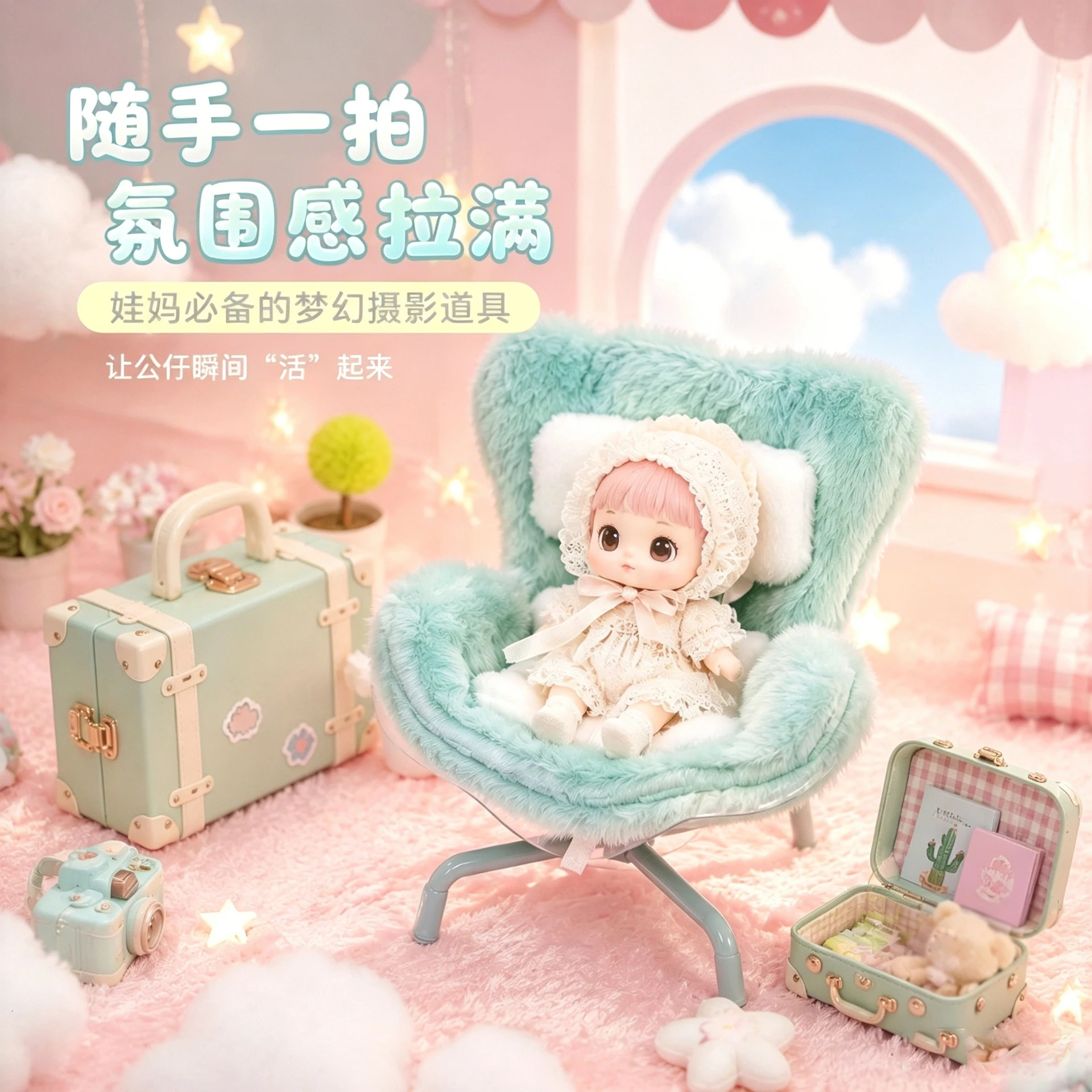 10~20cm Doll Seat Car Doll Plush Seat Ornaments Safety Seat Cute Doll Air Outlet Decoration High-grade Car Interior Decoration