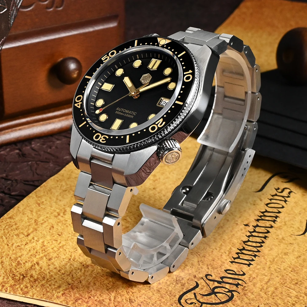 San Martin Design 44mm Men Diver Watch MM300 Sport Steel Vintage NH35 Automatic Mechanical Sapphire Waterproof 300M Lum SN0087