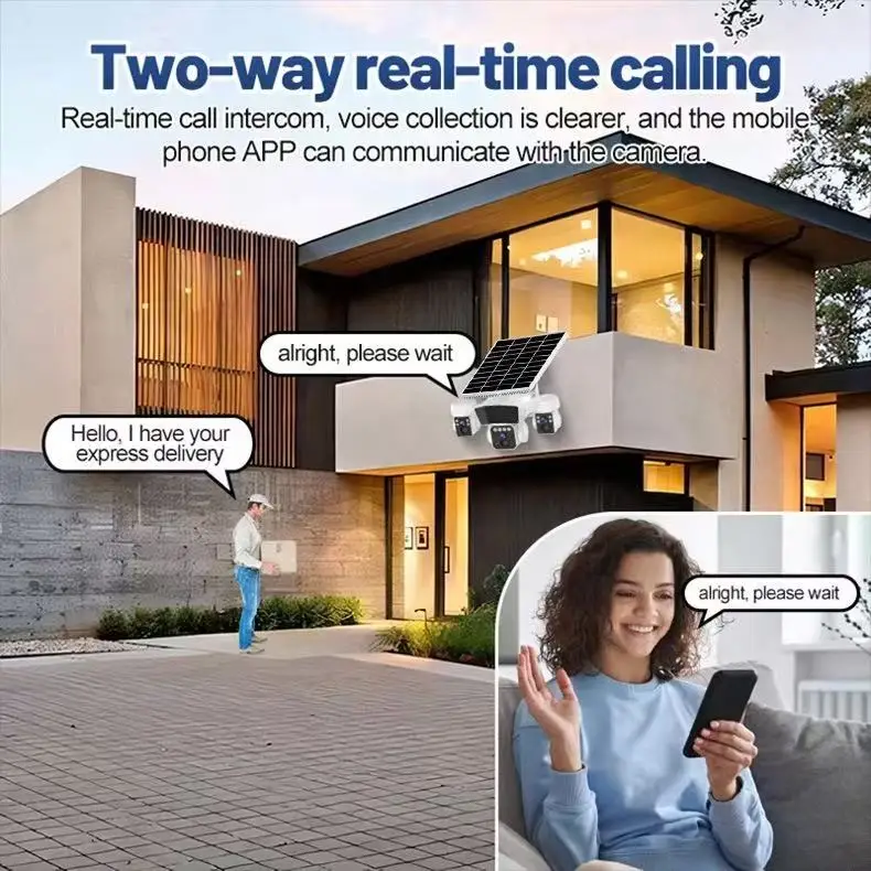 4G Solar IP Camera 3 Lens HD 6MP 4G Camera Auto Tracking Night Vision Waterproof CCTV PTZ  Security Surveillance V380 Pro Camera