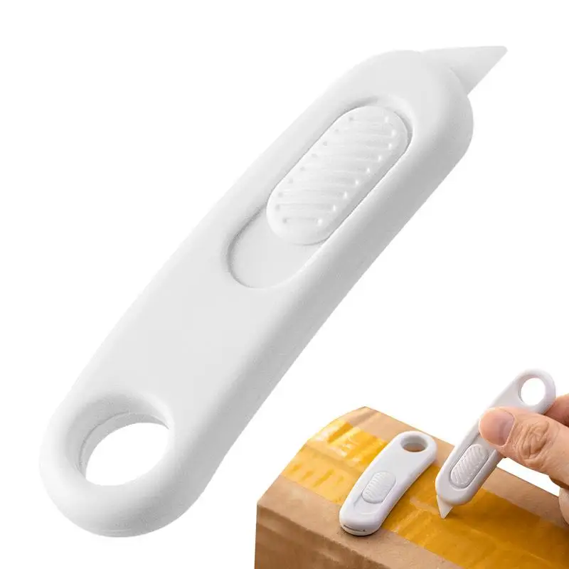 Cortador de caja de cerámica, Mini cuchillo de utilidad con agujero para llavero, hoja retráctil, abridor de caja para paquete, Mini cuchillo de utilidad
