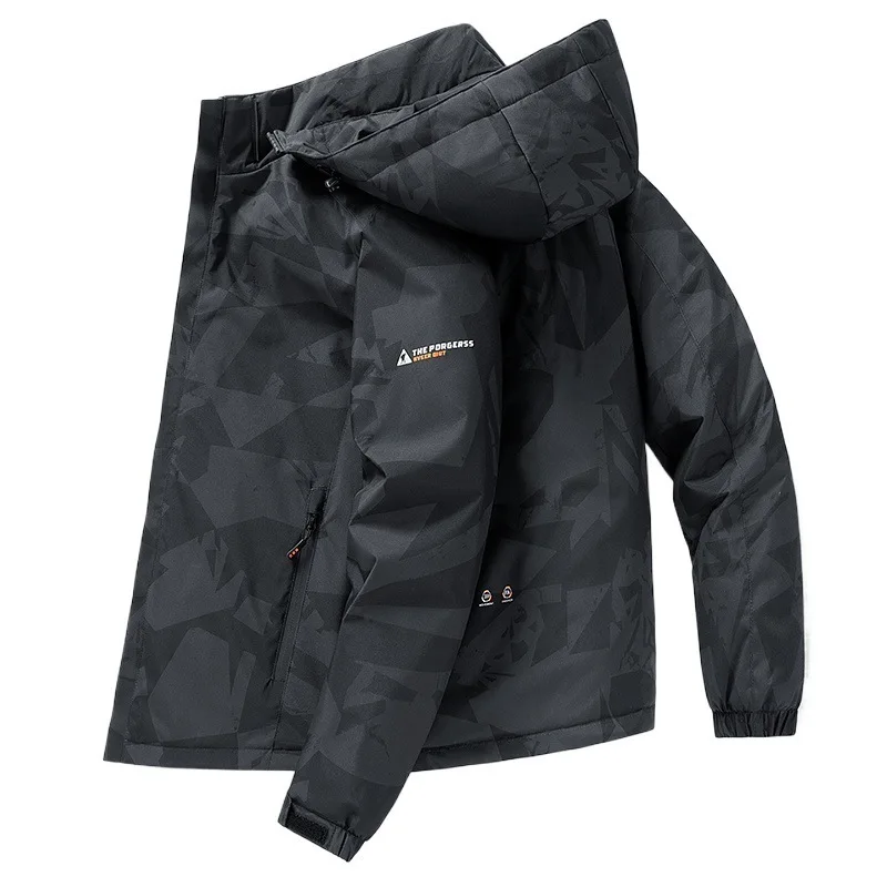 سترة قطن سميكة جديدة لشتاء 2025 للرجال، سترة خارجية دافئة بغطاء للرأس للرجال، معطف مبطن بالجرافين