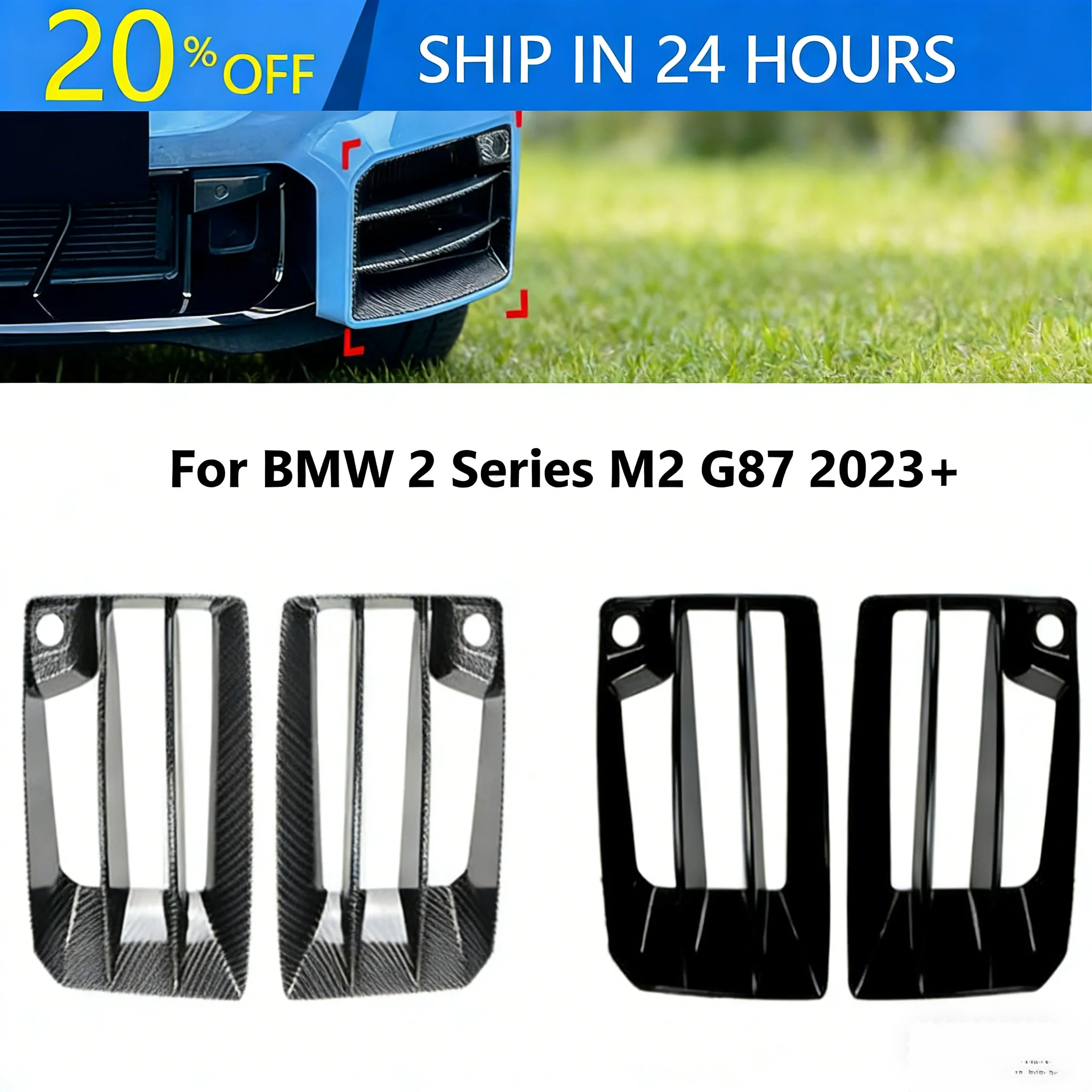 

Car Car Front Wind Knife Grille For BMW 2 Series M2 G87 2023+ Foglamp Splitter Cover Air Vent Exterior Auto Body Kit Car Accesso