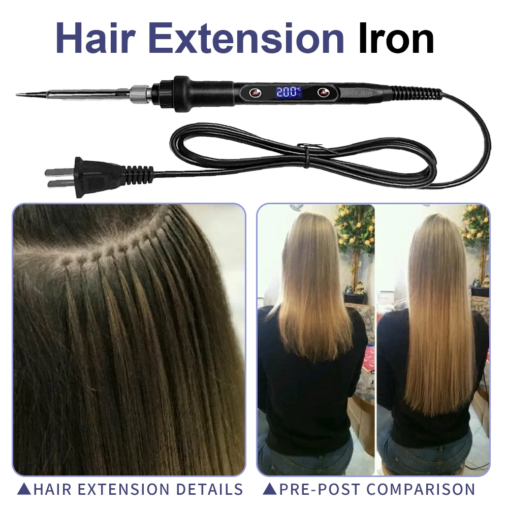 Профессиональный инструмент для установки мини-кератиновых насадок для волос, цифровой склеивальный утюг, машина для салона, средства для наращивания