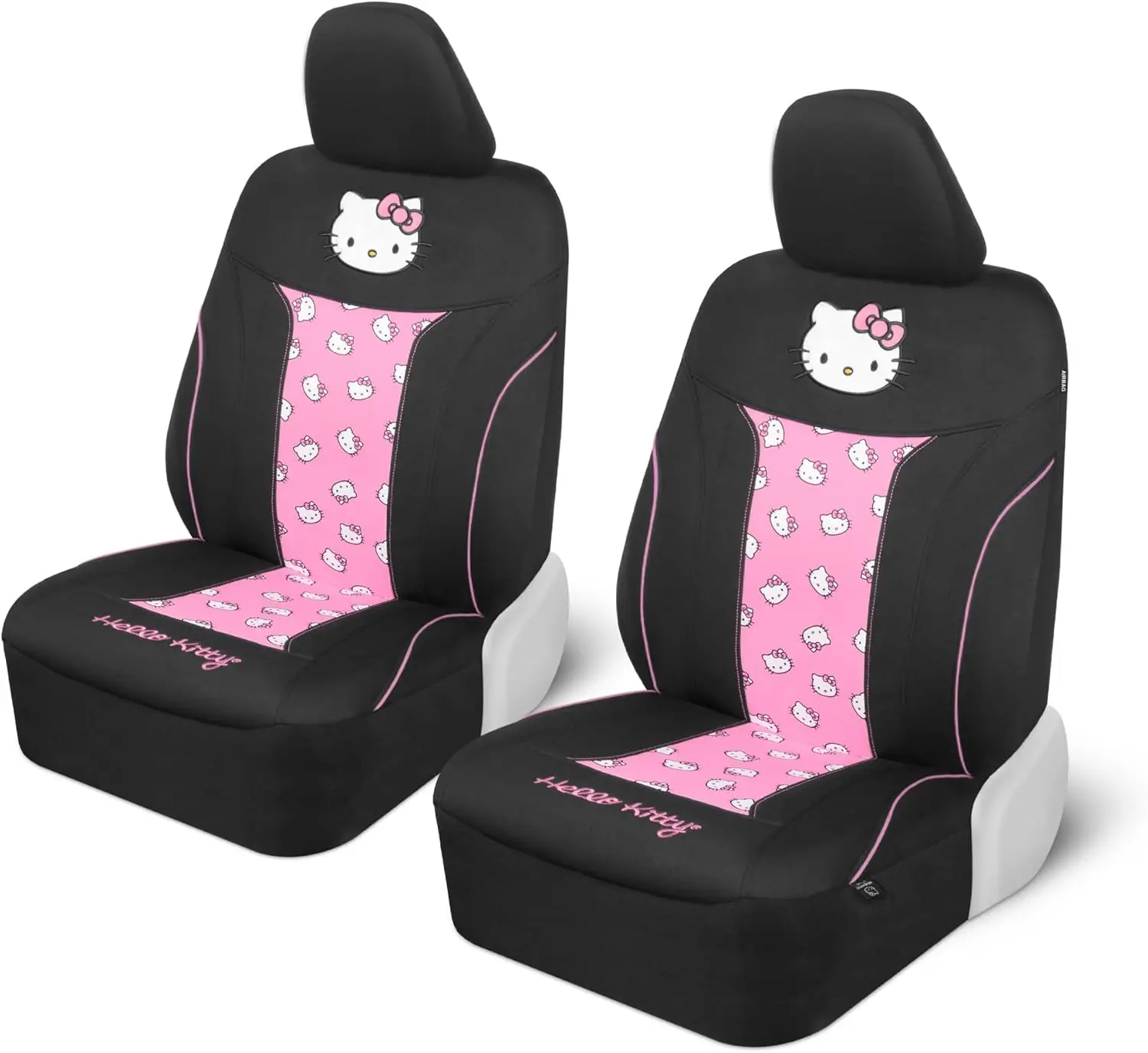 

Cute Pink Car Seat Covers with Adorable Design, Durable Polyester for Front Seats, 2pc Set Black/Pink