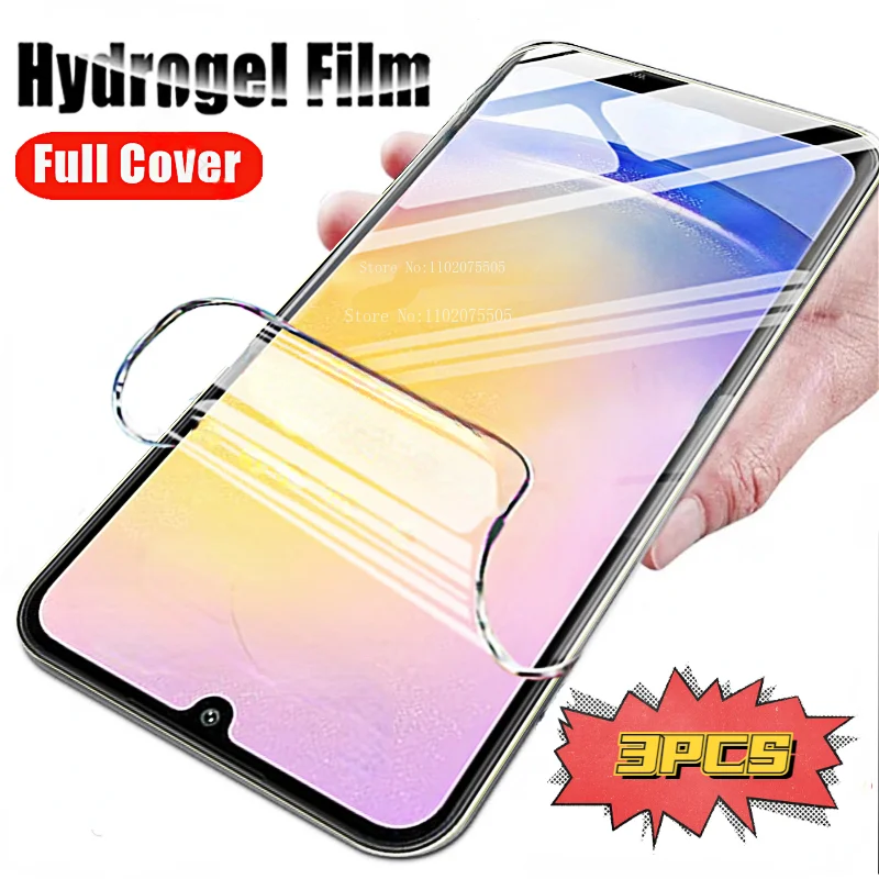 Película de hidrogel para Samsung Galaxy, Protector de pantalla sin vidrio, A25, A15, A35, A55, A05, A05s, A54, A34, A24, A14, A04s, 3 unidades