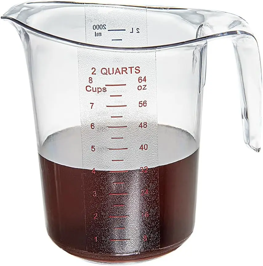 

Мерный стакан из прозрачного пластика на 2 кварта с двойной шкалой, V-образным носиком и ручкой для точного приготовления пищи и выпечки