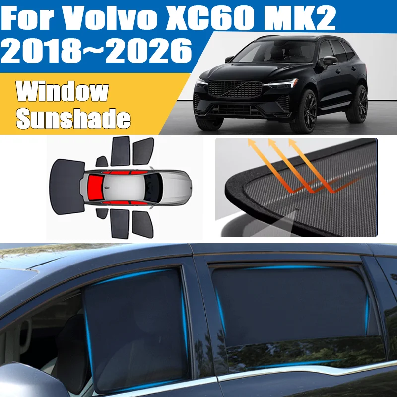 

Для Volvo XC60 MK2 2018~2026: Сетка-дефлектор на окна, теплоизоляционная, солнцезащитная, УФ-защита, аксессуары для автомобиля
