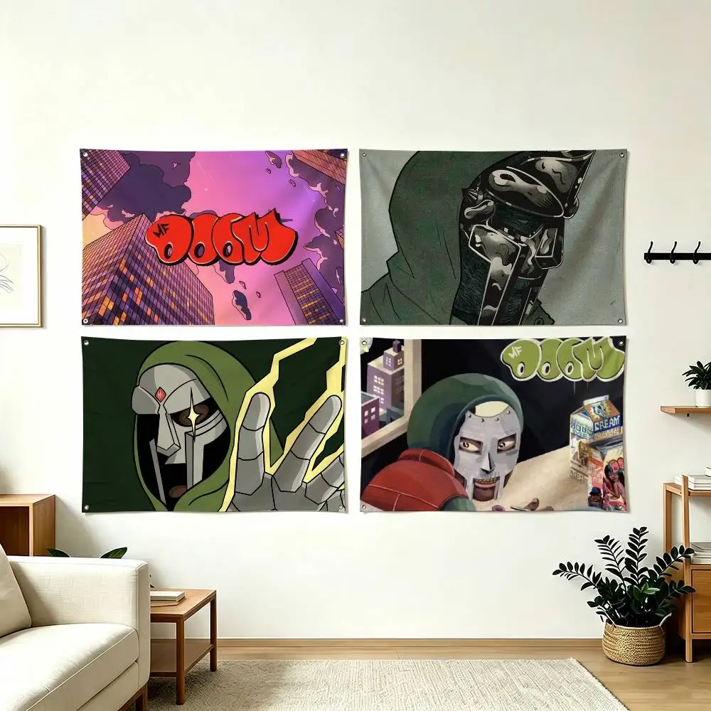 M-MF DOOM Mask Rapper  Flags for Bedrooms Home Decor Items Outdoor Decors Garage Decoration Flaga