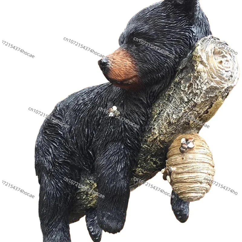 Black Bear Cub Napping Statue Hanging Out The Tree Resin Figurine Animal Decoration For Indoor Outdoor Courtyard Gardens Hedge