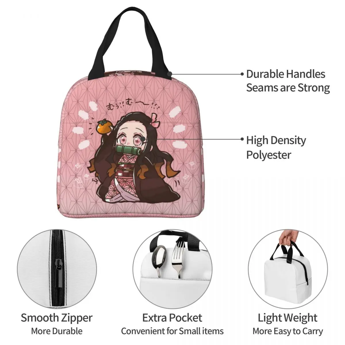 Anime Lunch Bag Tote Meal Bag Reusable Insulated Portable Anime Lunch Box for Women Mens Boy Girl Work School Picnic