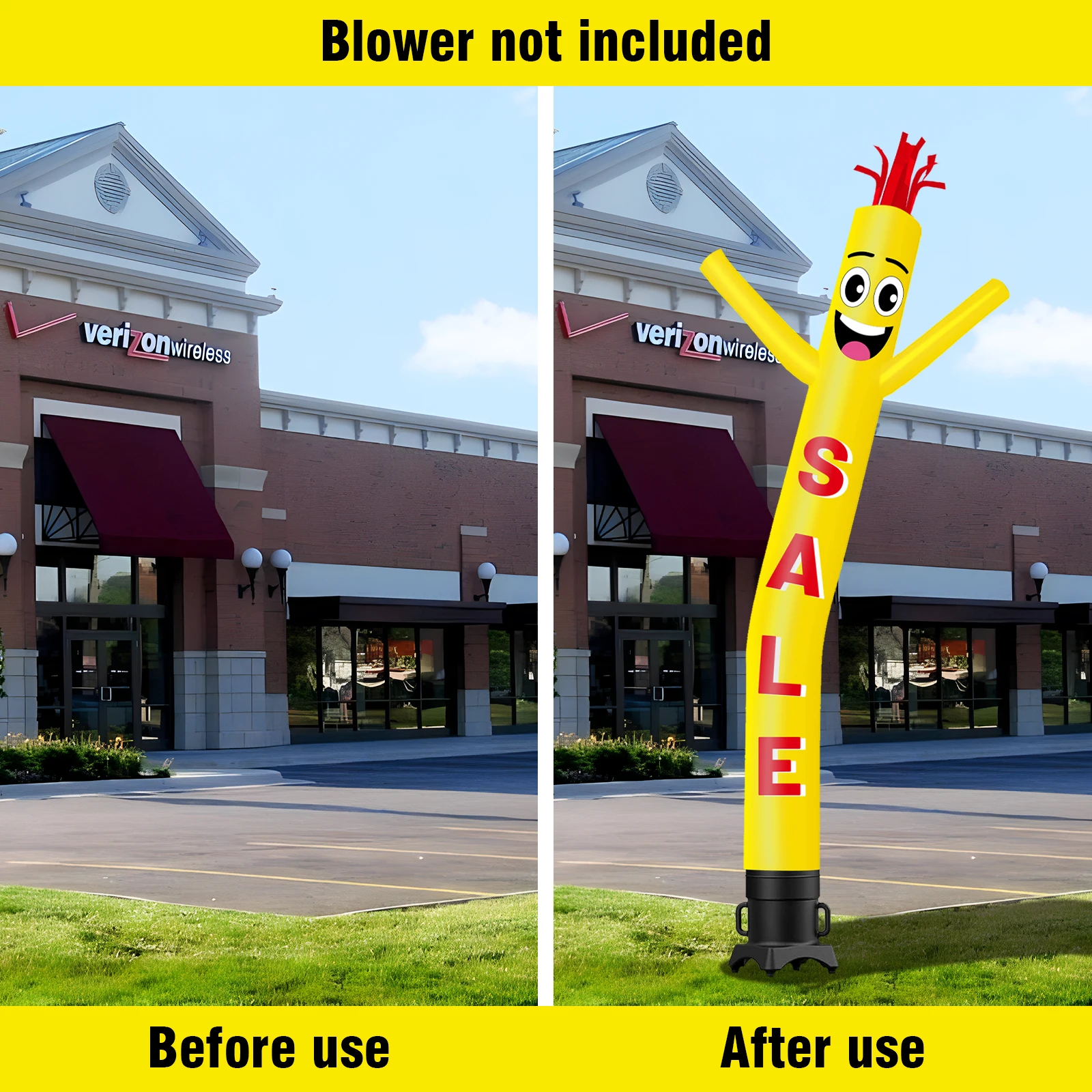 6/10/15/20FT Tall Inflatable Yellow Sale Dancing Guy for Outdoor Decoration Advertising(Blower Not Included)