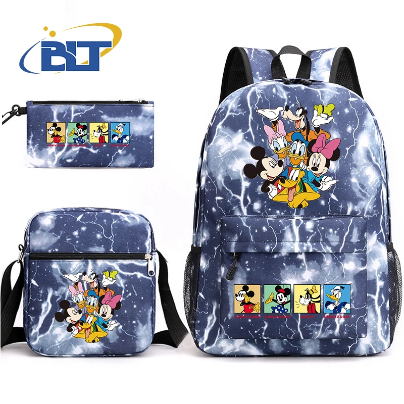 Mickey Mouse and Friends printed student school bag set casual shoulder bag pencil case 3-piece set suitable for kids