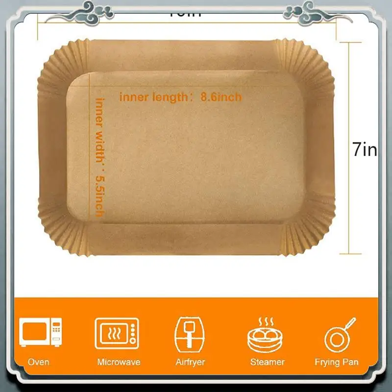 100PCS Air Fryer Liners Rectangle, Air Fryer Liners For Ninja DZ201 DZ401, Air Fryer Baking Paper For Ninja Foodi Dual Top-Rated