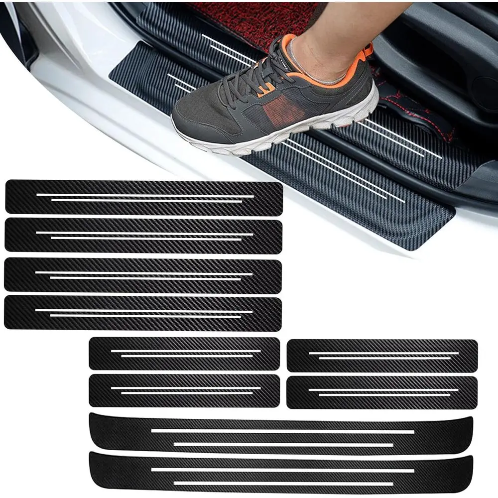 

10-Pack Car Door Sill Protectors, Waterproof & Scratch-Resistant, Black Leather Entry Guards for All Vehicles