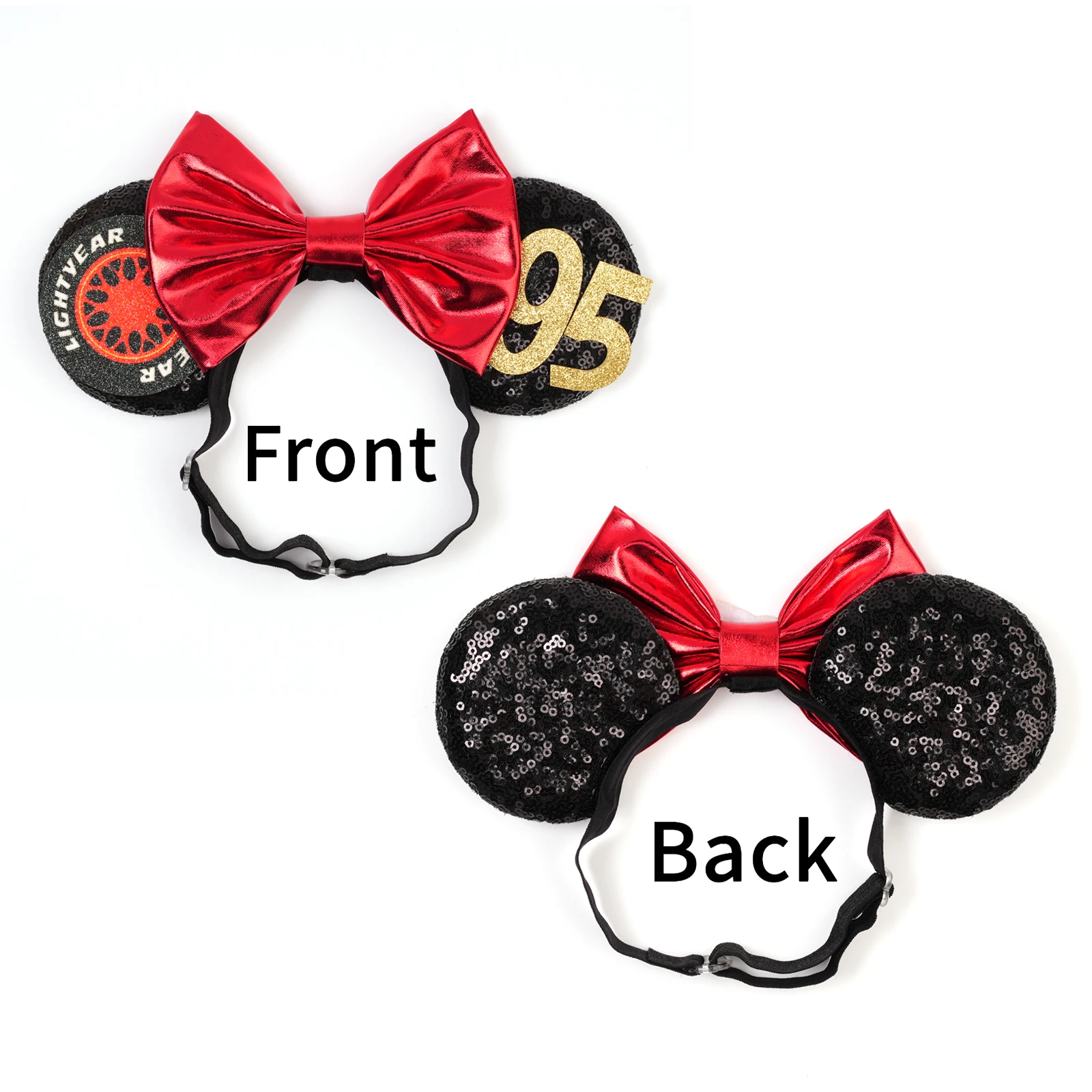 Anime Cars Hair Accessories Pixar 95 Lightning McQueen Mickey Mouse Adjustable Headband for Girls Kids Women Sequin Bow Hairband view 2