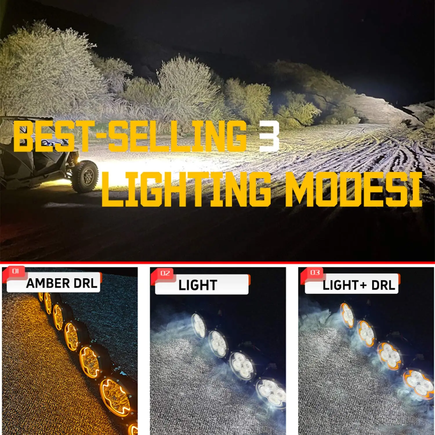 YBYZ 16-52inch 4x4 off road led light bar high power Linkable LED Light bar Kit rally Fog lights with amber DRL for jeep SUV UTV