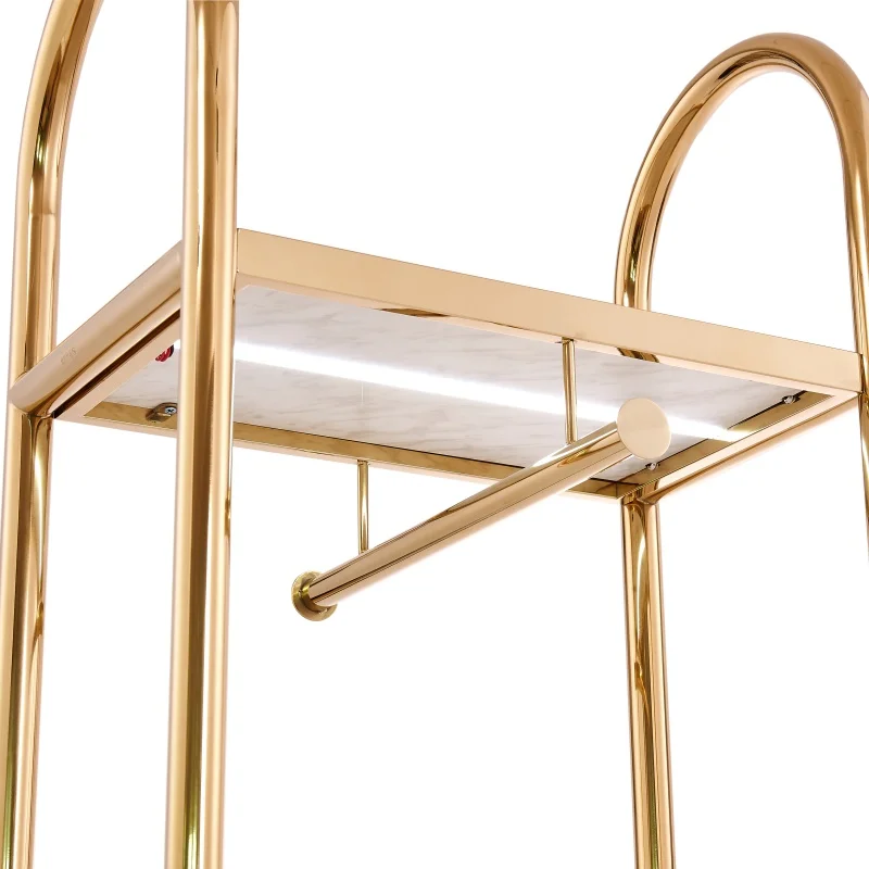 Custom, Hot selling LED Light Boutique Shiny Gold Clothing Racks For Retail Store Display with LED