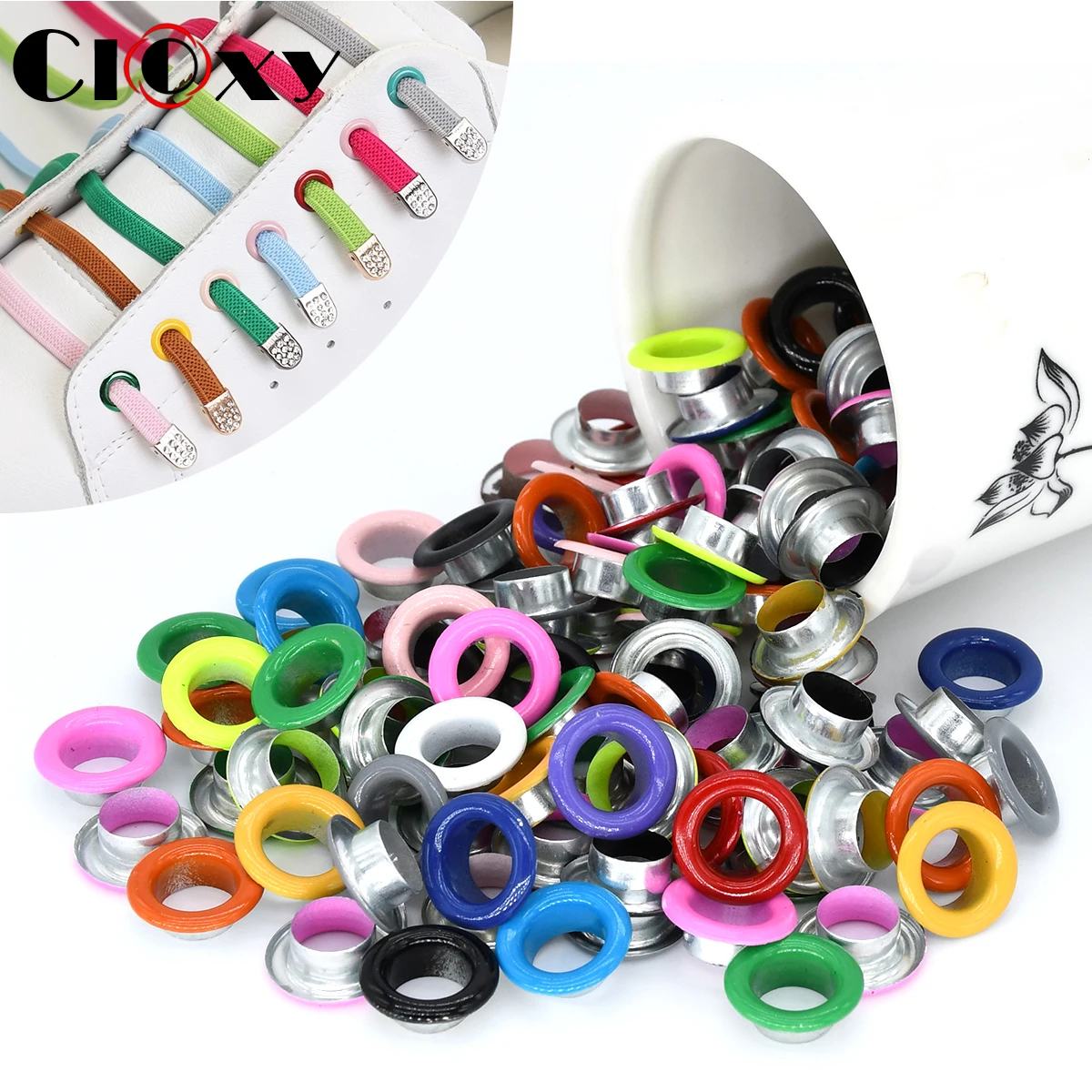 100 zestawów oczek przelotki z podkładkami kolorowe metalowe otwory pierścienie oczkowe Mix kolorów do torebek buty pasek czapka tagi ubrania Scrapbooking