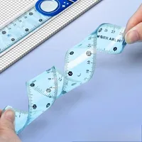 1/3pcs Transparent Soft Ruler, Flexible Shatterproof Straight Edge, Foldable Ruler for Office Drawing, Measuring Tool Stationery 2