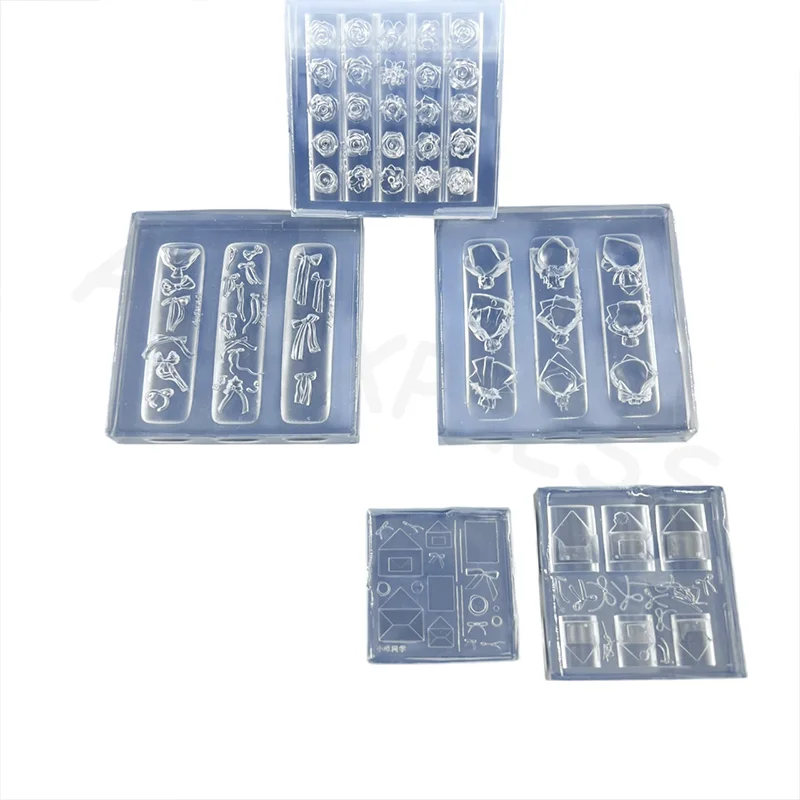 1Pcs Silicone Bow Nail Art Mold Rose Flower Bouquet Style High Transparent 3D Nail Decorations Nail Charm DIY Manicure Mold