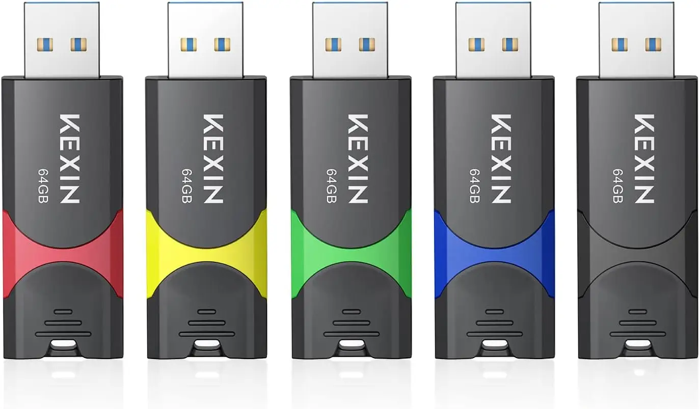 64GB USB 3.0 Flash Drive 5-Pack, Colorful Thumb Drives for Fast Data Storage and Transfer