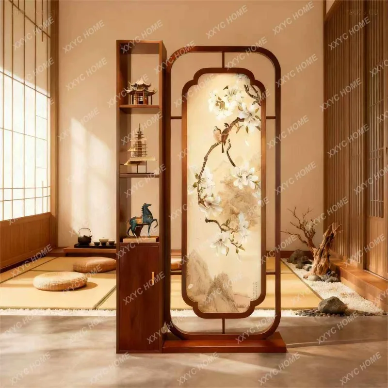 XX wood screen partition cabinet, living room, new household entrance hall, facing the door and porch, blocking shelves
