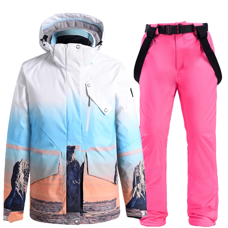 Conjuntos de traje de ropa de nieve para hombres y mujeres, traje de Snowboard, ropa de esquí de momento perfecto, chaqueta y pantalón de esquí, traje deportivo de Snowboard Unsex