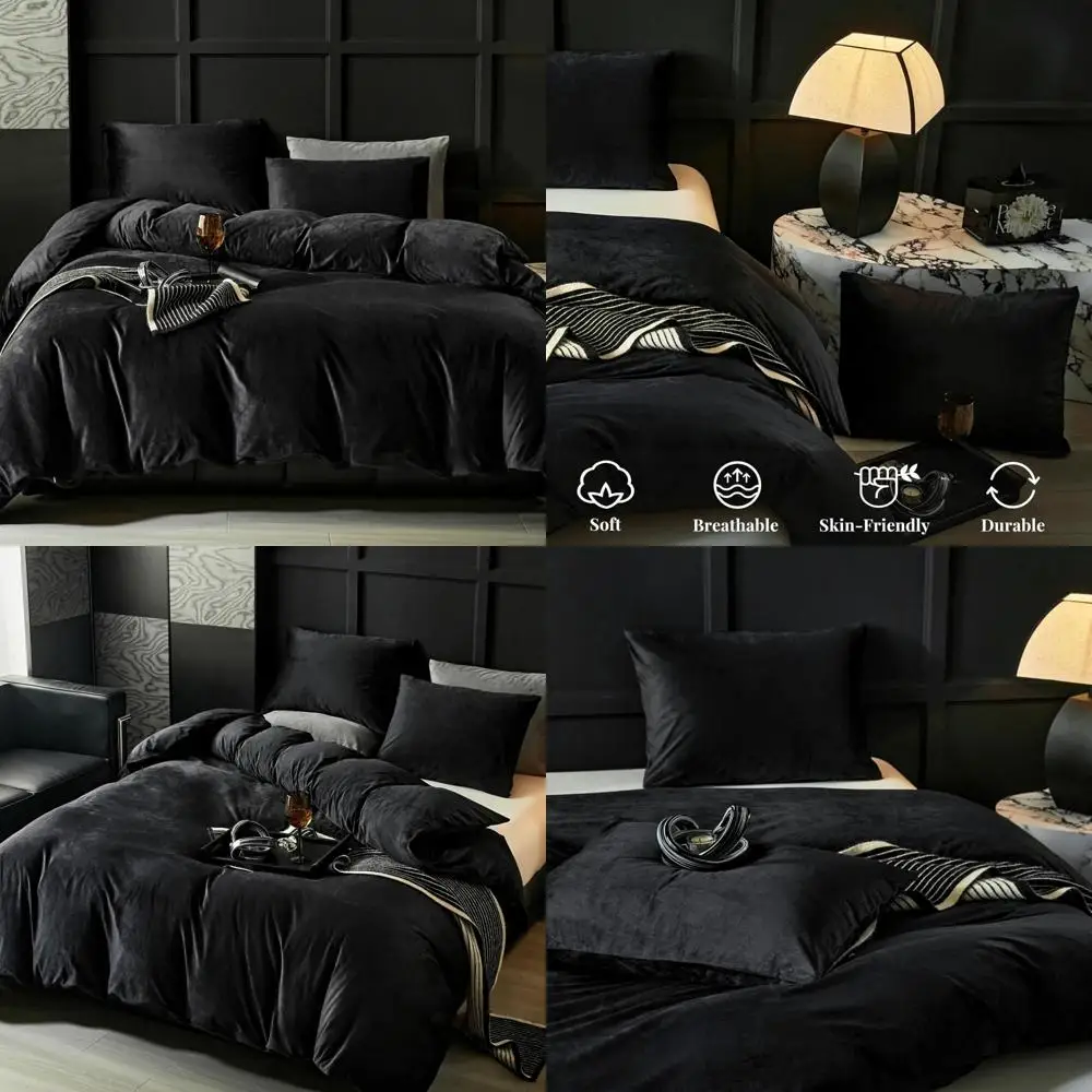

Luxury Velvet Duvet Cover King Size Bedding Set, Ultra Soft Flannel Textured Modern Crystal Velvet, 3-Piece Comfortable Bedding
