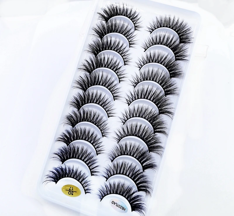 HBZGTLAD 10 Paar künstliche Nerz-Falsche Wimpern, natürliches langes Make-up, 3D-Nerzwimpern, Verlängerungswimpern, kurze Nerzwimpern für Schönheit – Detail 5